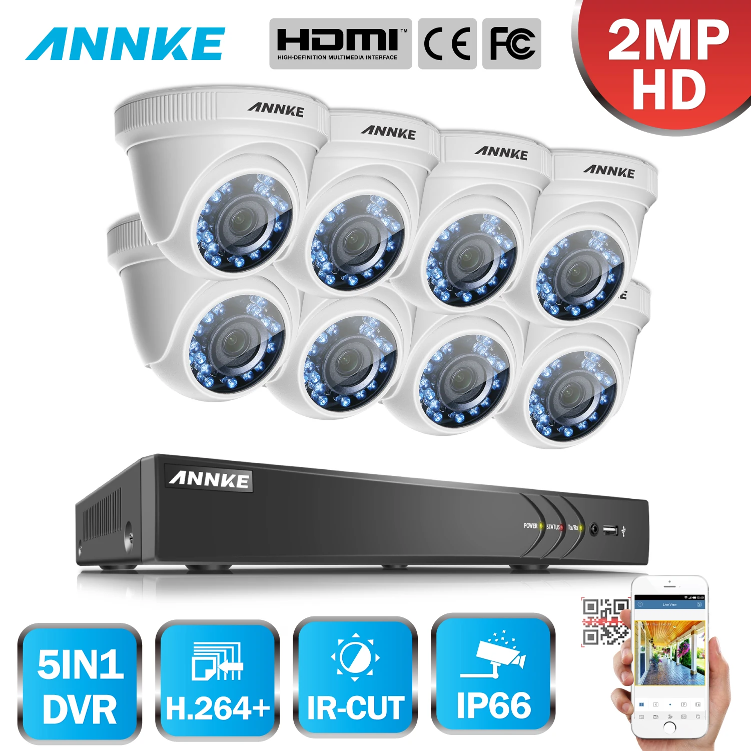 ANNKE 8CH 1080P Home Security System 5in1 HDMI DVR Motion Detection With 8pcs TVI 2MP Outdoor Weaterproof Surveillance CCTV
ANNKE 8CH 1080P Home Security System 5in1 HDMI DVR Motion Detection With 8pcs TVI 2MP Outdoor Weaterproof Surveillance CCTV