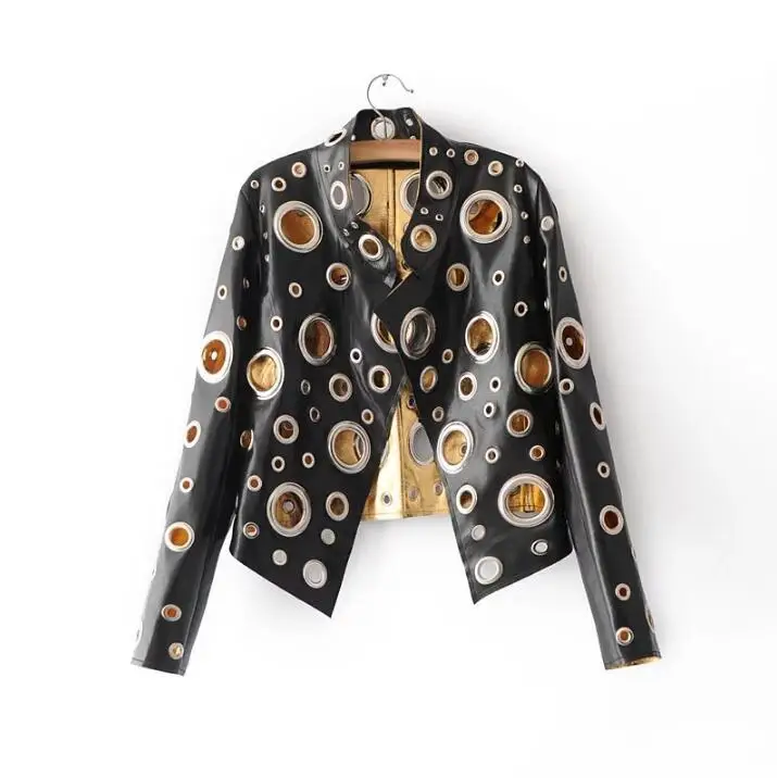 Shining Golden Leather Jacket Women Metal circle Moto Coat Punk Rock Faux Jacket jaquetas couro Casaco chaquetas Show Jacket
Shining Golden Leather Jacket Women Metal circle Moto Coat Punk Rock Faux Jacket jaquetas couro Casaco chaquetas Show Jacket