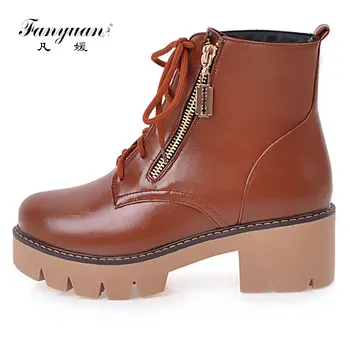 Fanyuan 2018 Women Ankle Boots Spring and Autumn Fashion Lace Up Pu Leather Square Heel Round Toe Women Shoes Size 34-43
Fanyuan 2018 Women Ankle Boots Spring and Autumn Fashion Lace Up Pu Leather Square Heel Round Toe Women Shoes Size 34-43