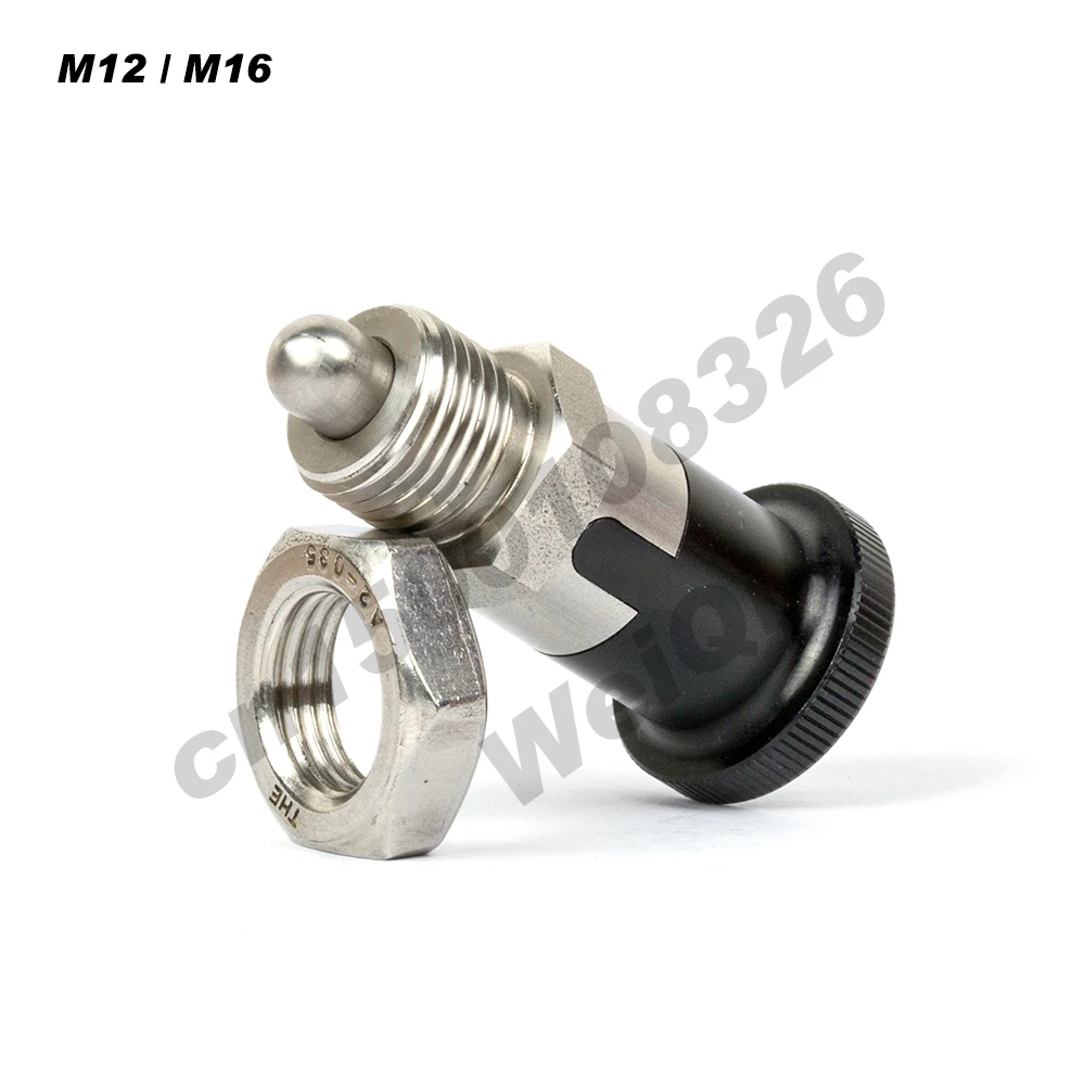 Indexing plungers ,aluminum knob ,stainless steel body ,fine thread,rest position type ,fine M16*1.5 pin 8mm
Indexing plungers ,aluminum knob ,stainless steel body ,fine thread,rest position type ,fine M16*1.5 pin 8mm