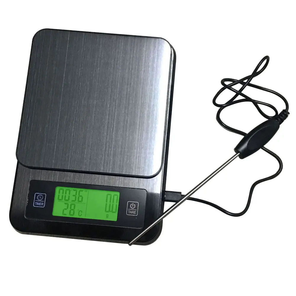 Stainless Steel Electronic Precision Coffee Scale Multi-Function Kitchen Scale With Timing Thermometer
Stainless Steel Electronic Precision Coffee Scale Multi-Function Kitchen Scale With Timing Thermometer