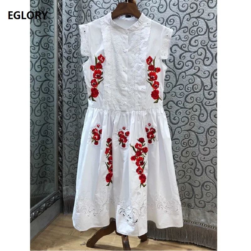 100% Cotton Dress 2019 Spring Summer Designer Runway Dress Women Red Floral Embroidery Slim Fitted A-Line White Dress Vestidos
100% Cotton Dress 2019 Spring Summer Designer Runway Dress Women Red Floral Embroidery Slim Fitted A-Line White Dress Vestidos
