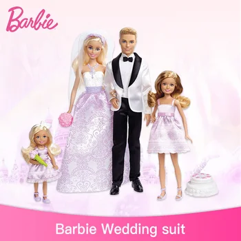 Genuine Barbie Bride and Groom Family set Dolls for Girl Original Barbie wedding Toy Birthday Christmas Gift for Children DJR88
Genuine Barbie Bride and Groom Family set Dolls for Girl Original Barbie wedding Toy Birthday Christmas Gift for Children DJR88