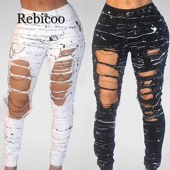 Ripped jeans patent leather pants tight tattered pants broken pants stretch jeans
Ripped jeans patent leather pants tight tattered pants broken pants stretch jeans