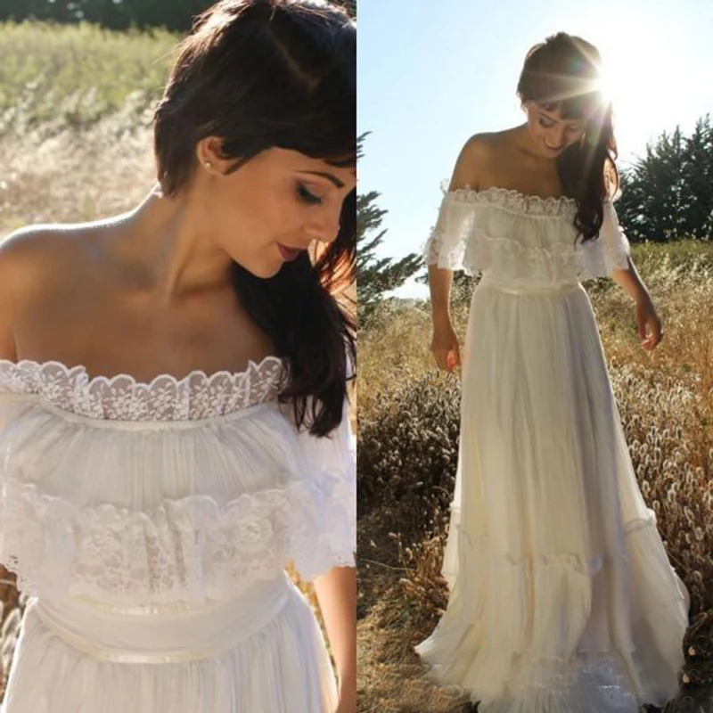 Sexy Beach 2019 Romantic Wedding Dresses Pleats Lace Applique Off Shoulder Wedding Bridal Gowns Country Wedding Dress Custom
Sexy Beach 2019 Romantic Wedding Dresses Pleats Lace Applique Off Shoulder Wedding Bridal Gowns Country Wedding Dress Custom