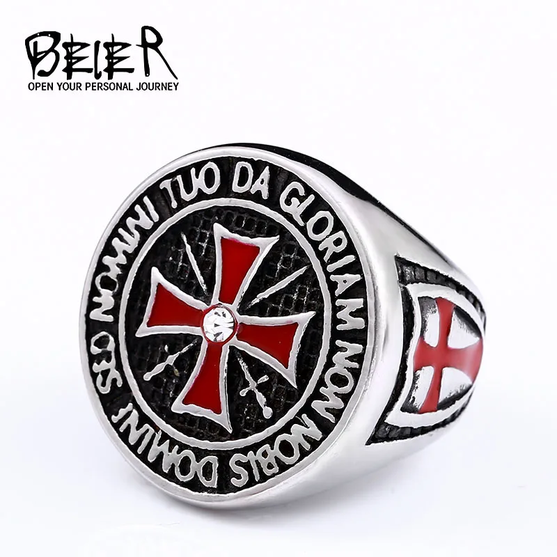 BEIER Stainless Steel Templi Signvm Militie Ring For Man Personality Red Cross Knight Jewelry Wholesale Factory Price SMR008
BEIER Stainless Steel Templi Signvm Militie Ring For Man Personality Red Cross Knight Jewelry Wholesale Factory Price SMR008