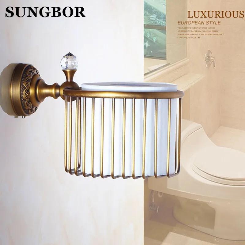 Free Shipping Antique Bronze Finish Solid Brass Bathroom Paper Towel Basket Toilet Holder Accessories ZL-8507F | Обустройство дома