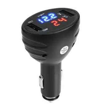 12V/24V 3 in 1 Auto Dual USB Car Charger Voltage Meter LED Digital Thermometer Voltmeter Battery Car Charger Cigarette Universal
12V/24V 3 in 1 Auto Dual USB Car Charger Voltage Meter LED Digital Thermometer Voltmeter Battery Car Charger Cigarette Universal