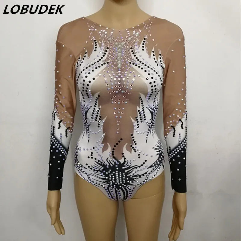 Colorful Rhinestones Long Sleeve Bodysuit Stretch Leotard Sexy Women Singer Modern Dance Stage Wear Artistic gymnastics Costumes
Colorful Rhinestones Long Sleeve Bodysuit Stretch Leotard Sexy Women Singer Modern Dance Stage Wear Artistic gymnastics Costumes