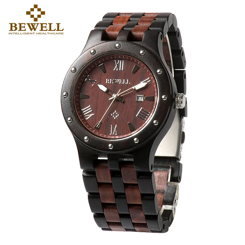 BEWELL Men's Watch Black and Red Natural Wood Watch Analog Dial Display Japanese Movement Luxury Quartz Watch and Calendar 109A
BEWELL Men's Watch Black and Red Natural Wood Watch Analog Dial Display Japanese Movement Luxury Quartz Watch and Calendar 109A