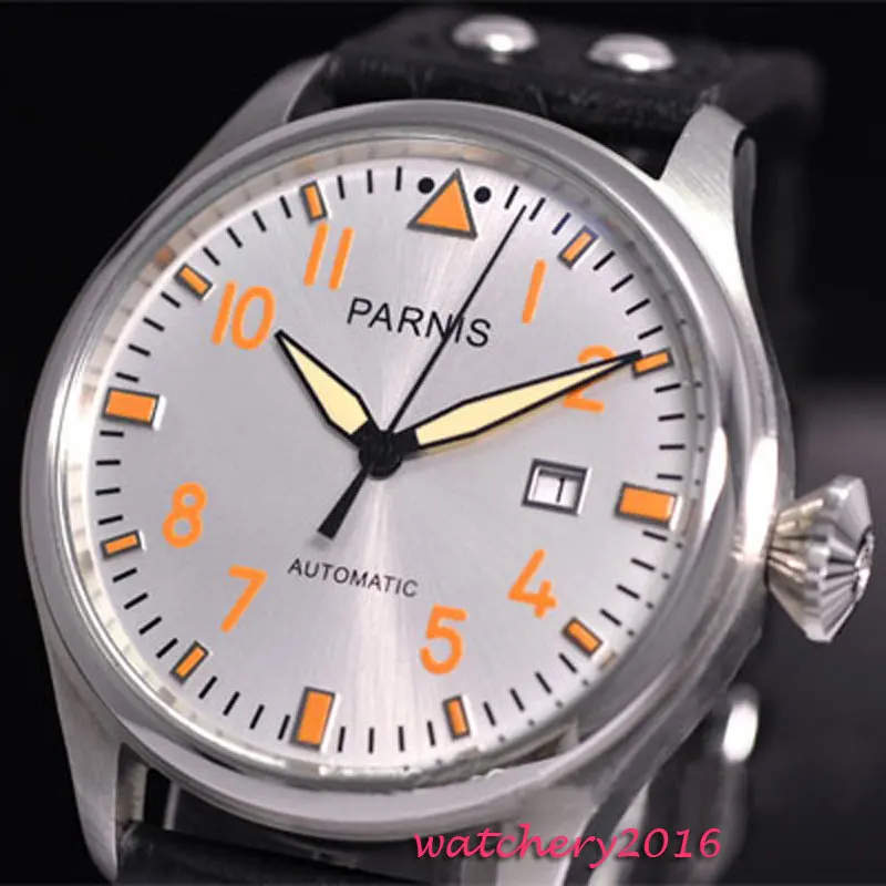 Newest 47mm parnis white dial ST 2551 movement orange marks Rivets Strap SS Case date adjust automatic Mechanical men's watch
Newest 47mm parnis white dial ST 2551 movement orange marks Rivets Strap SS Case date adjust automatic Mechanical men's watch