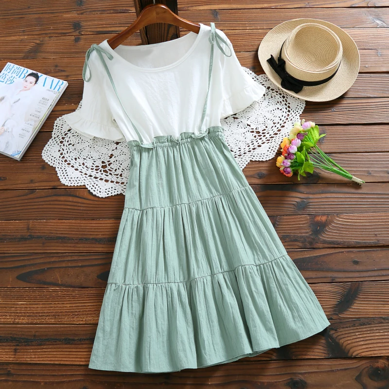 Student Summer Short Sleeve Round Neck Cotton Dress 2019 Women Vestidos De Fiesta Casual Fake Two Pieces Dresses Robe Femme
Student Summer Short Sleeve Round Neck Cotton Dress 2019 Women Vestidos De Fiesta Casual Fake Two Pieces Dresses Robe Femme