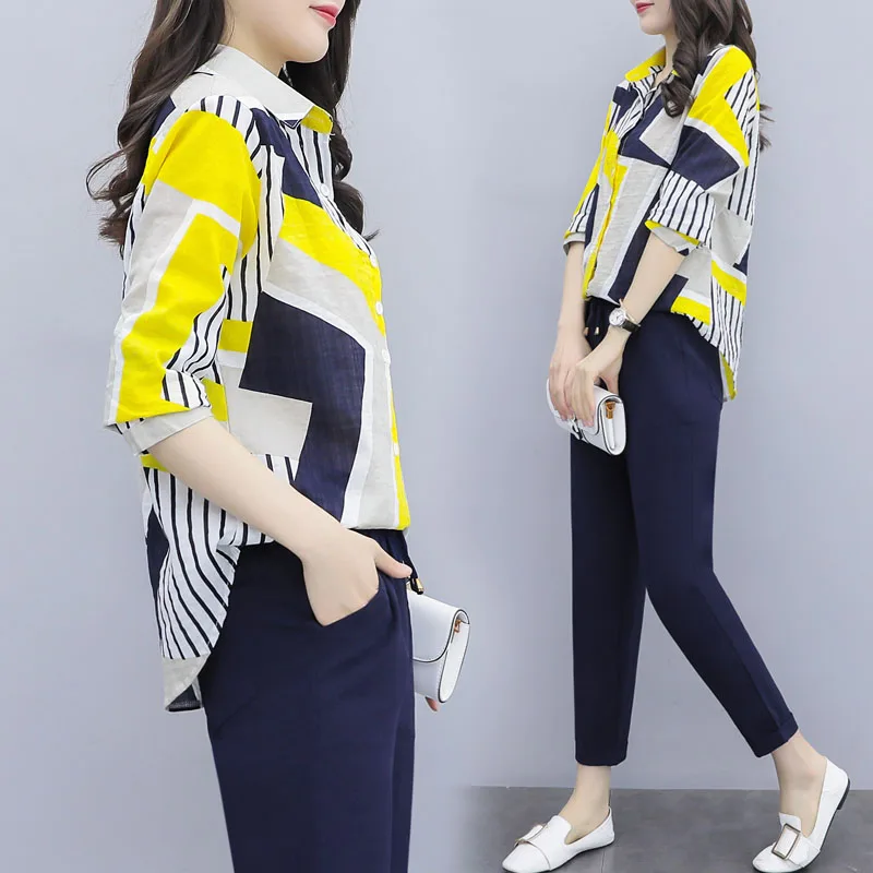 Large Size Two Piece Set Women's Summer Suit Conjunto Feminino Year-old Female Costume Ensemble Femme Survetement Pant Suit
Large Size Two Piece Set Women's Summer Suit Conjunto Feminino Year-old Female Costume Ensemble Femme Survetement Pant Suit