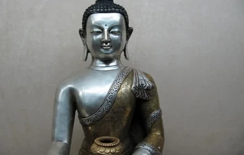 Tibet Fane 100% Pure Bronze Silver Gild exquisite Sakyamuni Buddha Statue
Tibet Fane 100% Pure Bronze Silver Gild exquisite Sakyamuni Buddha Statue