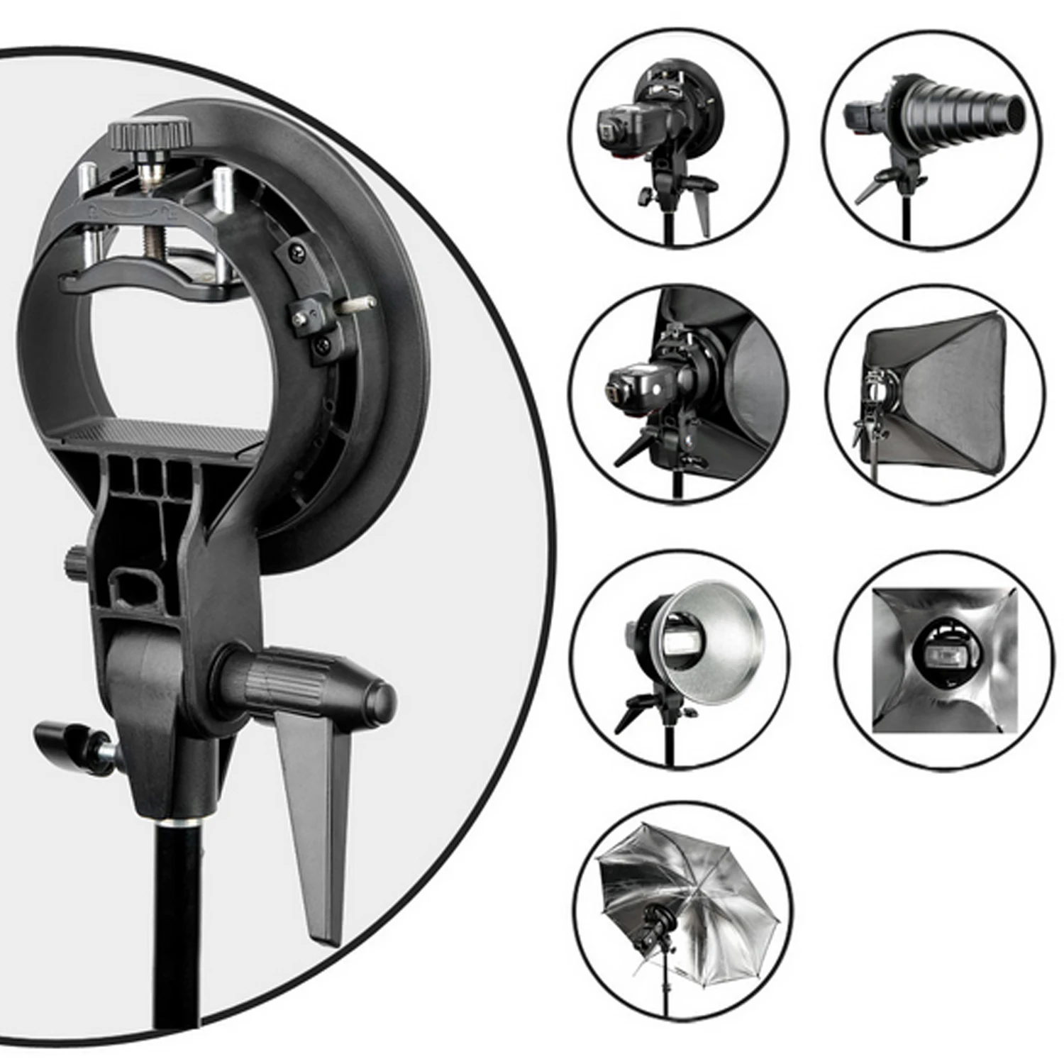 Gosear Universal S-type Durable Plastics Flash Photoflash Bracket Mount Stand for Bowens Softbox Reflector Beauty Plate
Gosear Universal S-type Durable Plastics Flash Photoflash Bracket Mount Stand for Bowens Softbox Reflector Beauty Plate