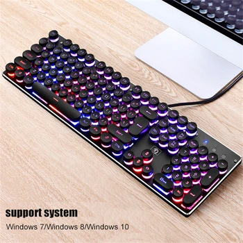 K100 Backlit Gaming Keyboard Steampunk Retro Round Keycap USB Wired Teclado Glowing Panel Laptop Desktop PC Computer Keyboard
K100 Backlit Gaming Keyboard Steampunk Retro Round Keycap USB Wired Teclado Glowing Panel Laptop Desktop PC Computer Keyboard