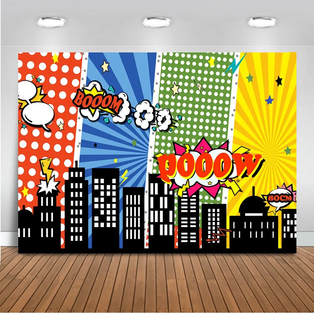 Superhero Birthday Party Backdrops Baby Comics Poster Child Portrait Photographic Background Photography Photocall Photo Studio
Superhero Birthday Party Backdrops Baby Comics Poster Child Portrait Photographic Background Photography Photocall Photo Studio