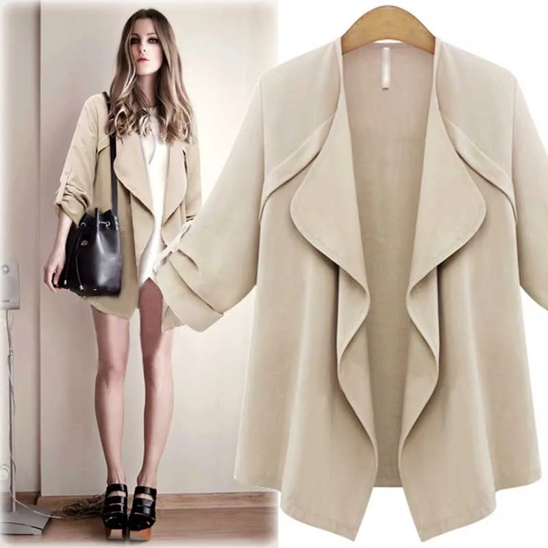 Wipalo Plus Size 5XL Women Waterfall Duster Suit Jacket Coat Biker Ladies Roll Tab Sleeve Casual Solid Autumn Open Stitch Coat
Wipalo Plus Size 5XL Women Waterfall Duster Suit Jacket Coat Biker Ladies Roll Tab Sleeve Casual Solid Autumn Open Stitch Coat