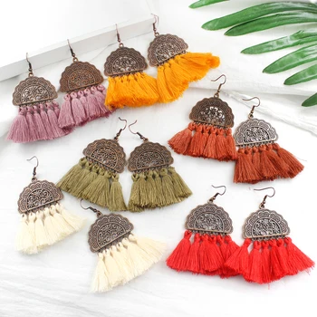 6 pcs Half-circle Fan Shaped Colored Bohemian Tassel Silk Thread Hollow Pendant Earrings Female Long Earrings Festival Gifts
6 pcs Half-circle Fan Shaped Colored Bohemian Tassel Silk Thread Hollow Pendant Earrings Female Long Earrings Festival Gifts