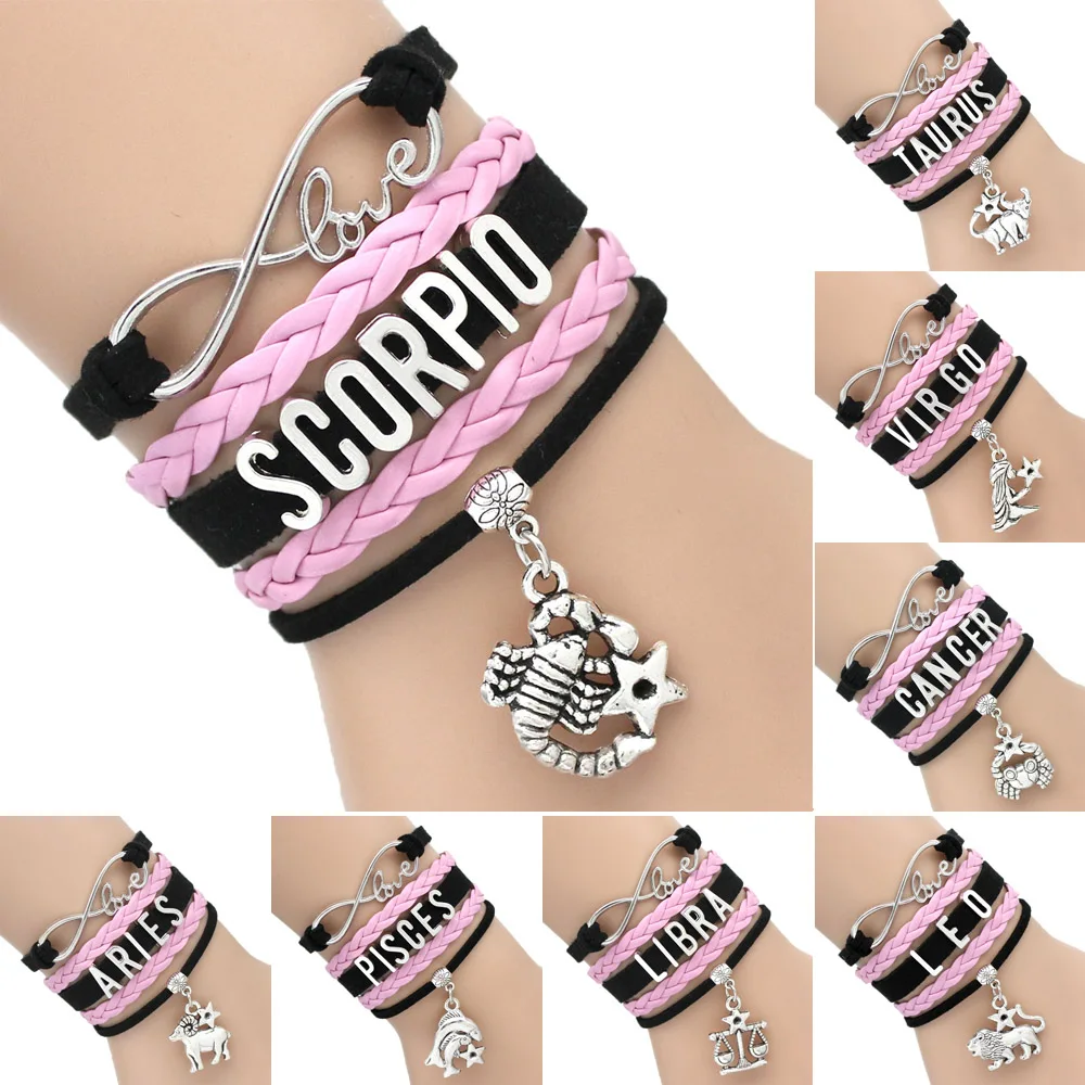 Infinity love 12 Constellation Bracelet Zodiac Sign Charm Leather Wrap Men Bracelets & Bangles For Women Jewelry
Infinity love 12 Constellation Bracelet Zodiac Sign Charm Leather Wrap Men Bracelets & Bangles For Women Jewelry