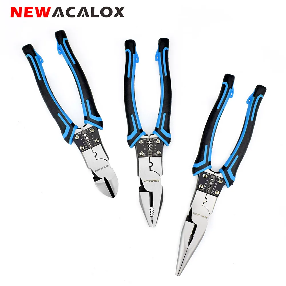 NEWACALOX 8'' Multitool Pliers Set Combination Pliers Stripper/Crimper/Cutter Heavy Duty Wire Pliers Diagonal Pliers Hand Tools
NEWACALOX 8'' Multitool Pliers Set Combination Pliers Stripper/Crimper/Cutter Heavy Duty Wire Pliers Diagonal Pliers Hand Tools