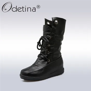 Odetina 2018 New Fashion Platform Flat Mid Calf Boots Rounded Toes for Women Lace Up Short Combat Boots Hidden Heel Plus Size 44 
Odetina 2018 New Fashion Platform Flat Mid Calf Boots Rounded Toes for Women Lace Up Short Combat Boots Hidden Heel Plus Size 44