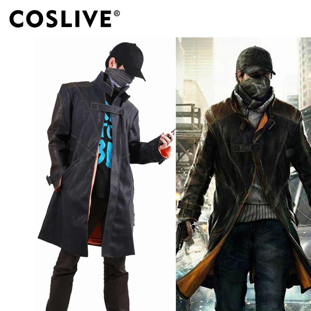 Coslive костюмы Aiden Pearce пальто часы куртка для собаки косплей костюм мужчин