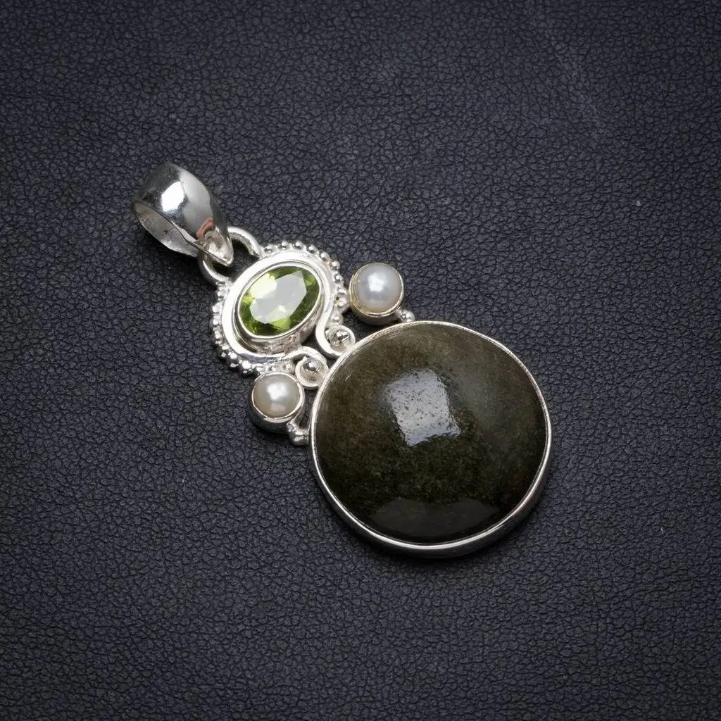 Natural Black Cat Eye,Peridot andRiver Pearl Handmade Unique 925 Sterling Silver Pendant 1.75" X0571
Natural Black Cat Eye,Peridot andRiver Pearl Handmade Unique 925 Sterling Silver Pendant 1.75" X0571