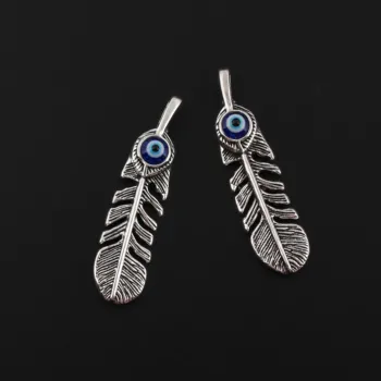 10Pcs Silver Color Leaves Charms With Devil's Eye Pendant Making Jewelry Necklaces Crafts Accessories 49X12mm A2537
10Pcs Silver Color Leaves Charms With Devil's Eye Pendant Making Jewelry Necklaces Crafts Accessories 49X12mm A2537