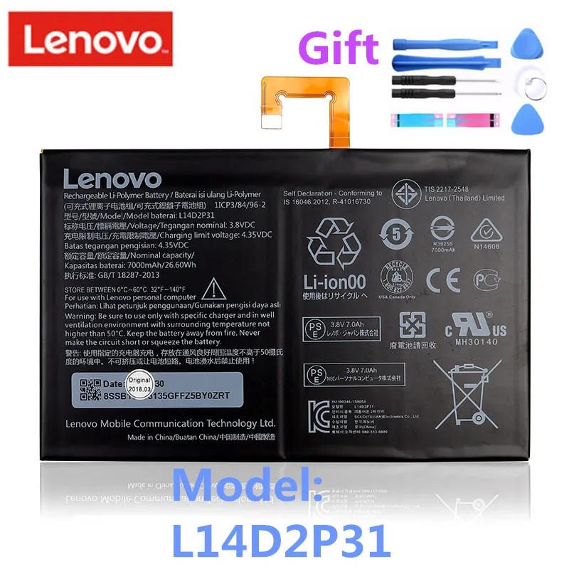 100% Original 7000mAh L14D2P31 For Lenovo Tab 2 A7600-F A10-70F Tab2 A10-70 A10-70L Battery l14d2p31
100% Original 7000mAh L14D2P31 For Lenovo Tab 2 A7600-F A10-70F Tab2 A10-70 A10-70L Battery l14d2p31