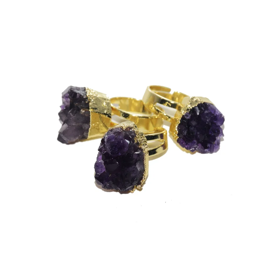 New Style Deep Purple Raw Cluster Crystal Quartz Druzy rings women rough Geode druzy Amethysts rings for girl gift 2019
New Style Deep Purple Raw Cluster Crystal Quartz Druzy rings women rough Geode druzy Amethysts rings for girl gift 2019