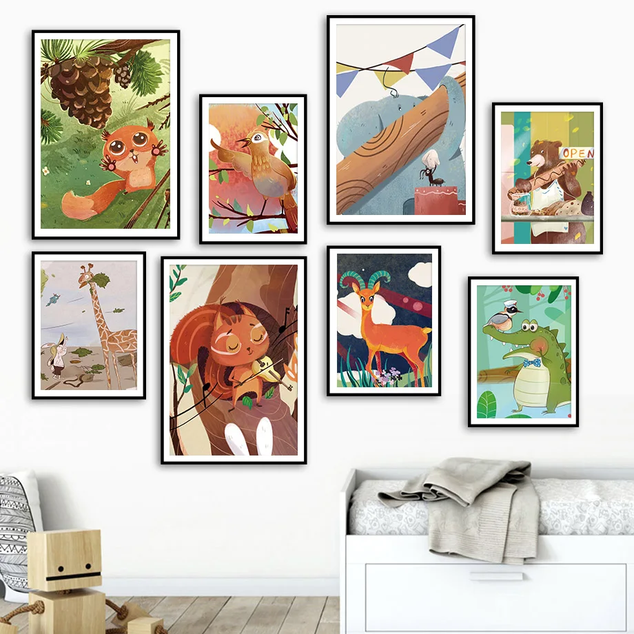 Bear Elephant Squirrel Bird Nordic Posters And Prints Wall Art Canvas Painting Wall Pictures Kids Baby Room Nursery Home Decor
Bear Elephant Squirrel Bird Nordic Posters And Prints Wall Art Canvas Painting Wall Pictures Kids Baby Room Nursery Home Decor