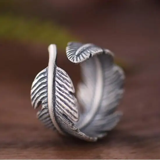 High Qualtiy Angel Wings Open Size Adjustable Leaf Feather Ring For Men Womens Finger Rings Antique 925 Sterling Silver Jewelry
High Qualtiy Angel Wings Open Size Adjustable Leaf Feather Ring For Men Womens Finger Rings Antique 925 Sterling Silver Jewelry