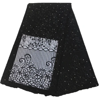 african black lace fabric high quality nigerian lace 2019 latest african tulle lace with stones 5yards
african black lace fabric high quality nigerian lace 2019 latest african tulle lace with stones 5yards