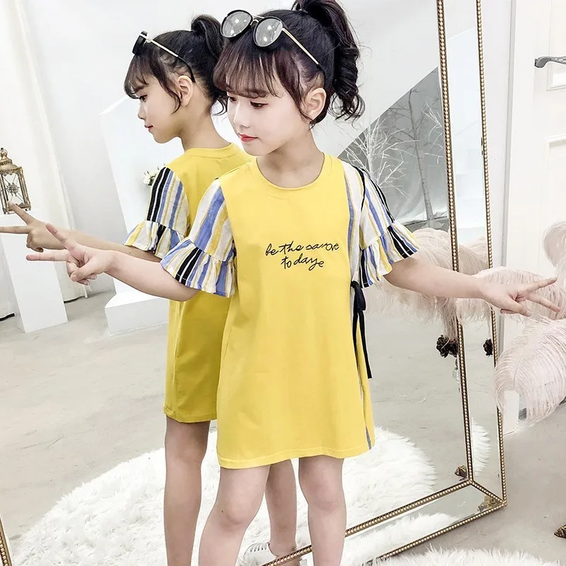 Girls Dress 2019 Summer Dresses Party Bow Costume Flare Sleeve Cotton Striped Letter Children's Clothing Dress for Girls
Girls Dress 2019 Summer Dresses Party Bow Costume Flare Sleeve Cotton Striped Letter Children's Clothing Dress for Girls