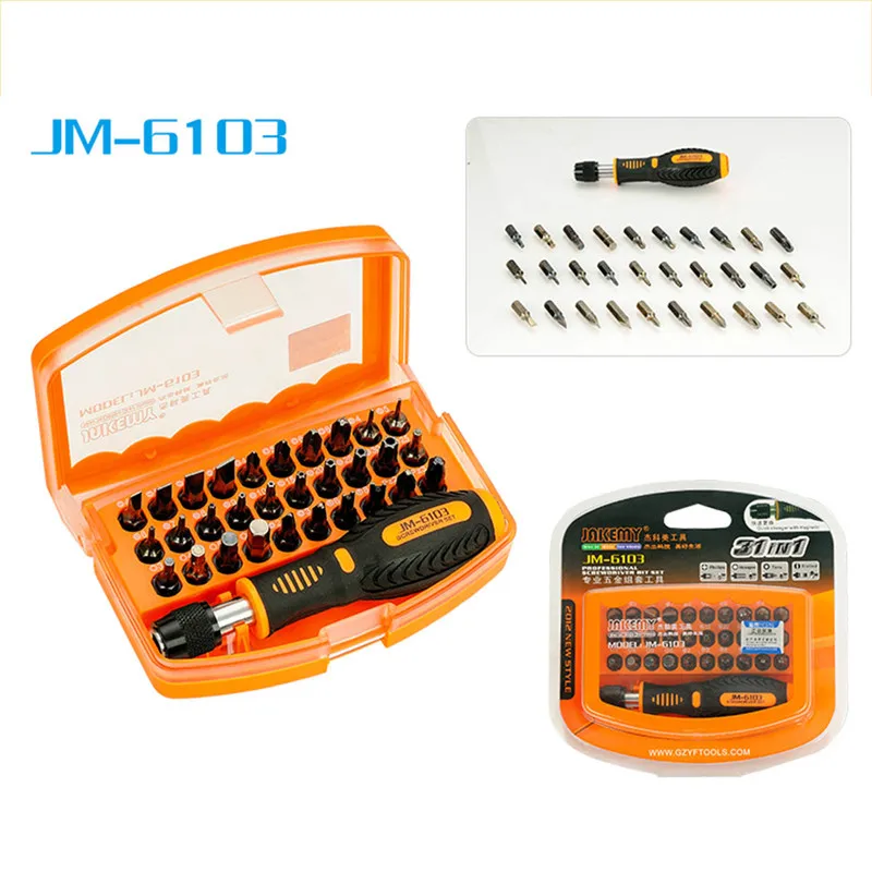 

JAKEMY JM-6103 31 In 1 Screwdriver Set Disassembled Tool Multifunctional Dismountable Screwdriver Hand Sets Repairing Pdr Tools