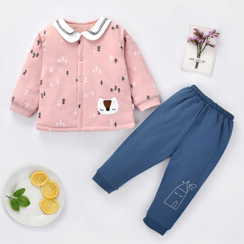 2019 Милая зимняя одежда для маленьких мальчиков комплекты одежды девочек детский