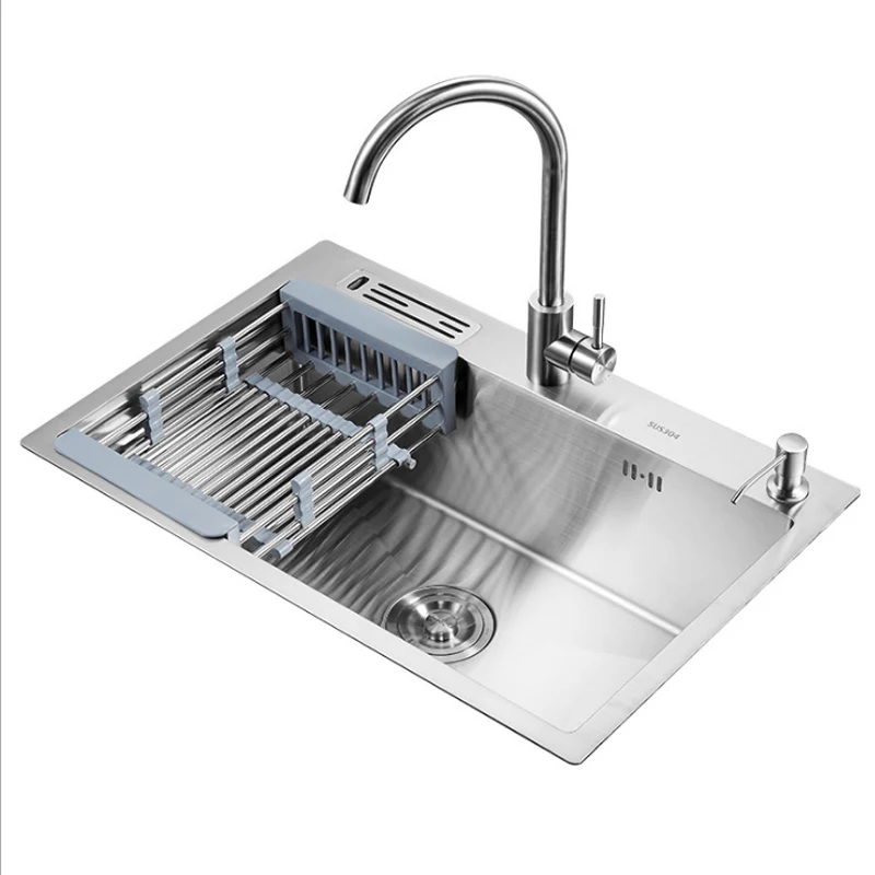 304 Stainless steel 6845cm kitchen manual big single bowl tank sink with drainage rack knife rack thickened dishwasher
304 Stainless steel 6845cm kitchen manual big single bowl tank sink with drainage rack knife rack thickened dishwasher