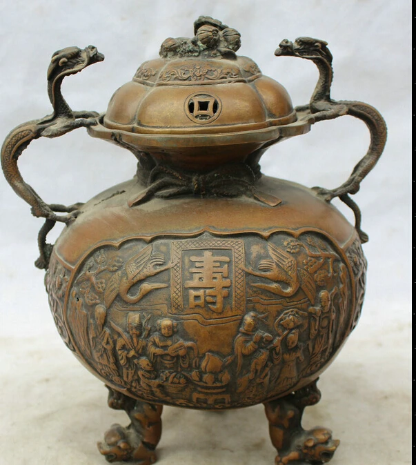 JP S61 12" Marked Chinese Dynasty Copper Dragon Lion 8 Immortals Incense Burner Censer Discount 35%
JP S61 12" Marked Chinese Dynasty Copper Dragon Lion 8 Immortals Incense Burner Censer Discount 35%