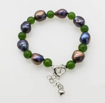freshwater pearl bracelet black baroque 9-12mm and green jade 8mm round 7.5inch nature FPPj wholesale beads
freshwater pearl bracelet black baroque 9-12mm and green jade 8mm round 7.5inch nature FPPj wholesale beads