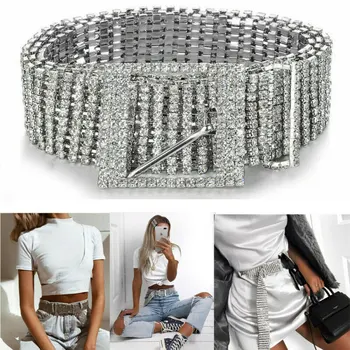 Fashion Women Crystal Diamond Waist Belt Shiny Ladies Girls Wide Chain Full Rhinestone Waistband Luxury Party Belt For Dress
Fashion Women Crystal Diamond Waist Belt Shiny Ladies Girls Wide Chain Full Rhinestone Waistband Luxury Party Belt For Dress