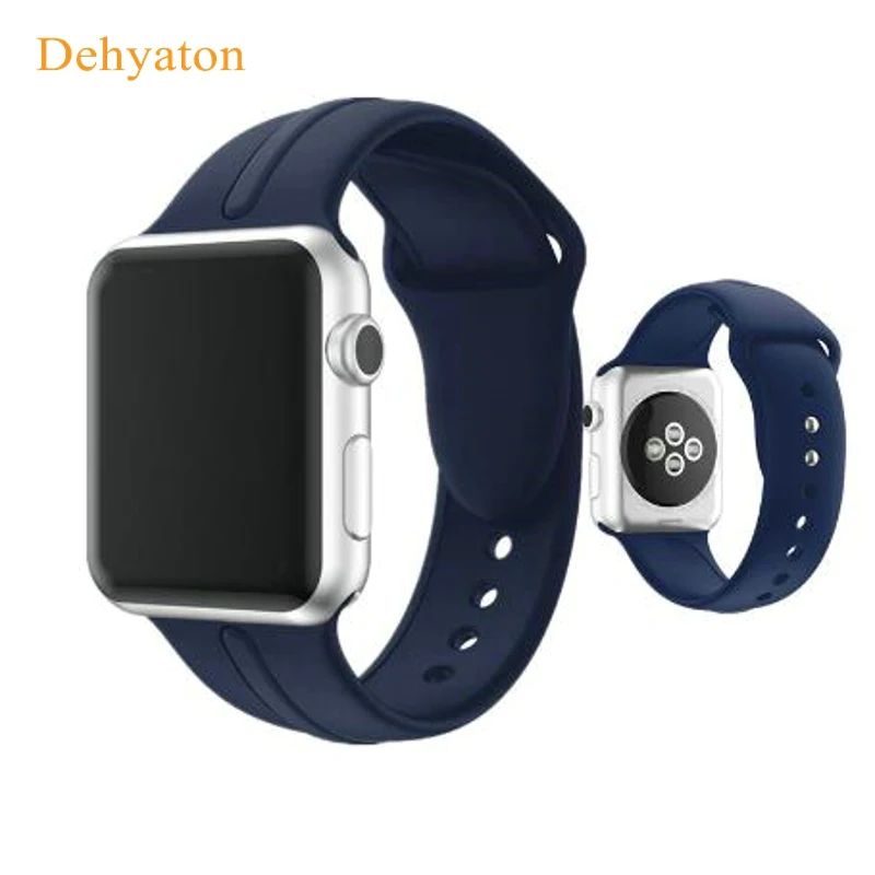 Ремешок спортивный для Apple Watch мягкий силиконовый браслет iWatch Series 3 2 1 42 мм 38