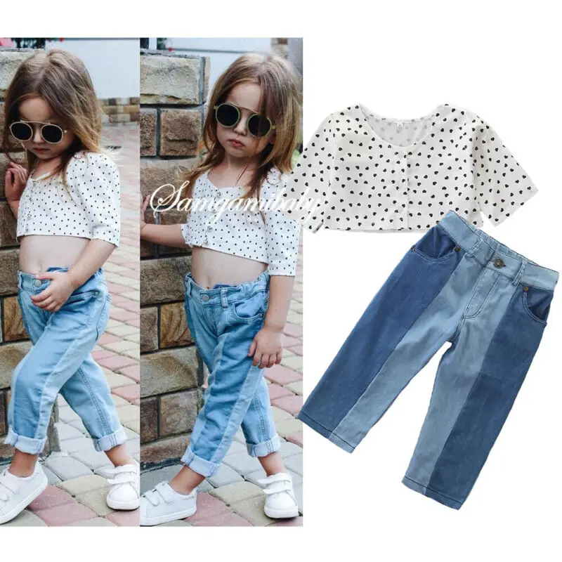 2-7Y Toddler Kids Baby Girl Clothes Sets Dot Print Tops T-Shirt Denim Pants Jeans Outfits Clothes Summer
2-7Y Toddler Kids Baby Girl Clothes Sets Dot Print Tops T-Shirt Denim Pants Jeans Outfits Clothes Summer