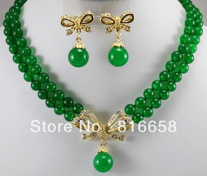 FREE SHIPPING>>@> Free shipping@@2Strands 18k Yellow Gold GP Green jade Round bowknot Necklace Earring set Natural jewelry
FREE SHIPPING>>@> Free shipping@@2Strands 18k Yellow Gold GP Green jade Round bowknot Necklace Earring set Natural jewelry