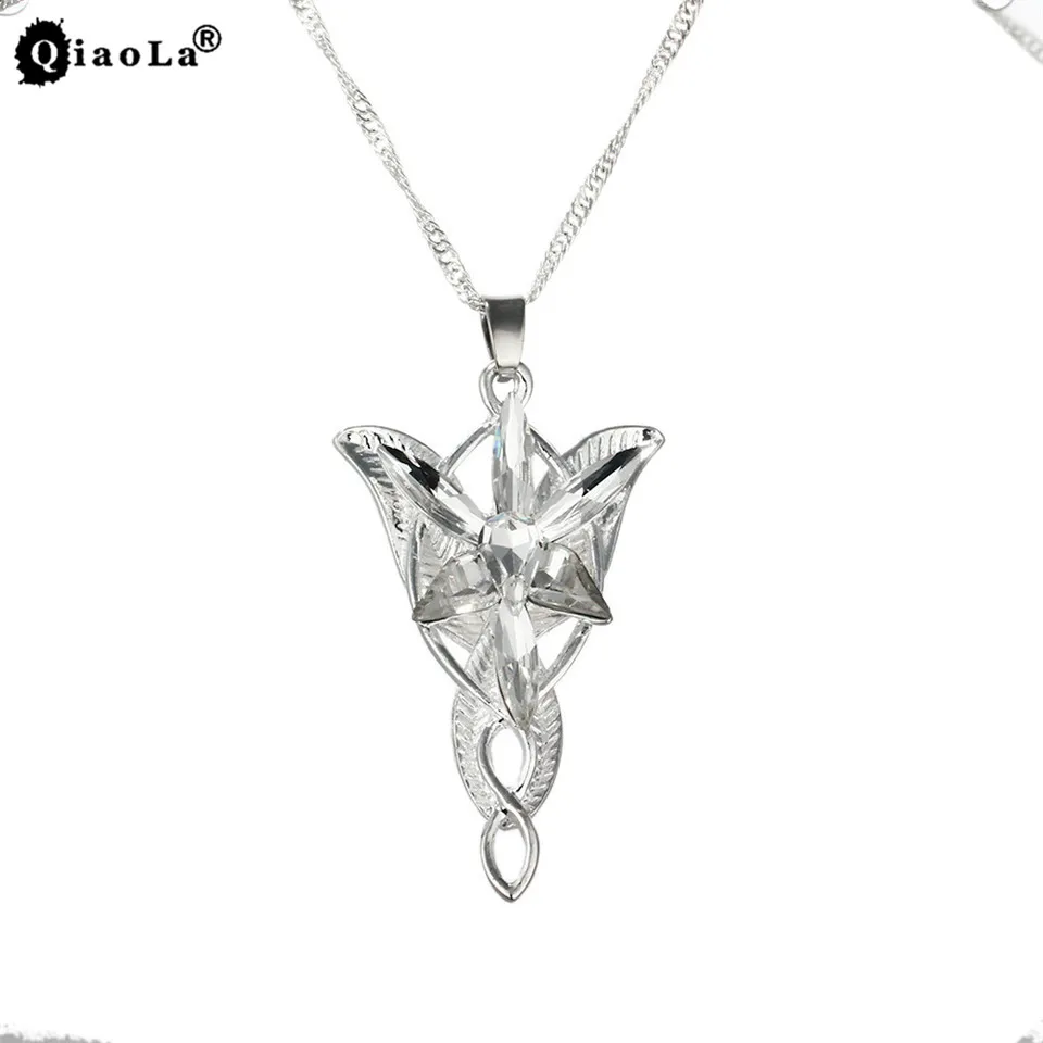 

QiaoLa Classic The Lord of One Ring Arwen Evenstar Pendent Movie Jewelry Crystal Twilight Star Silver Pendent Torque Erkek kolye