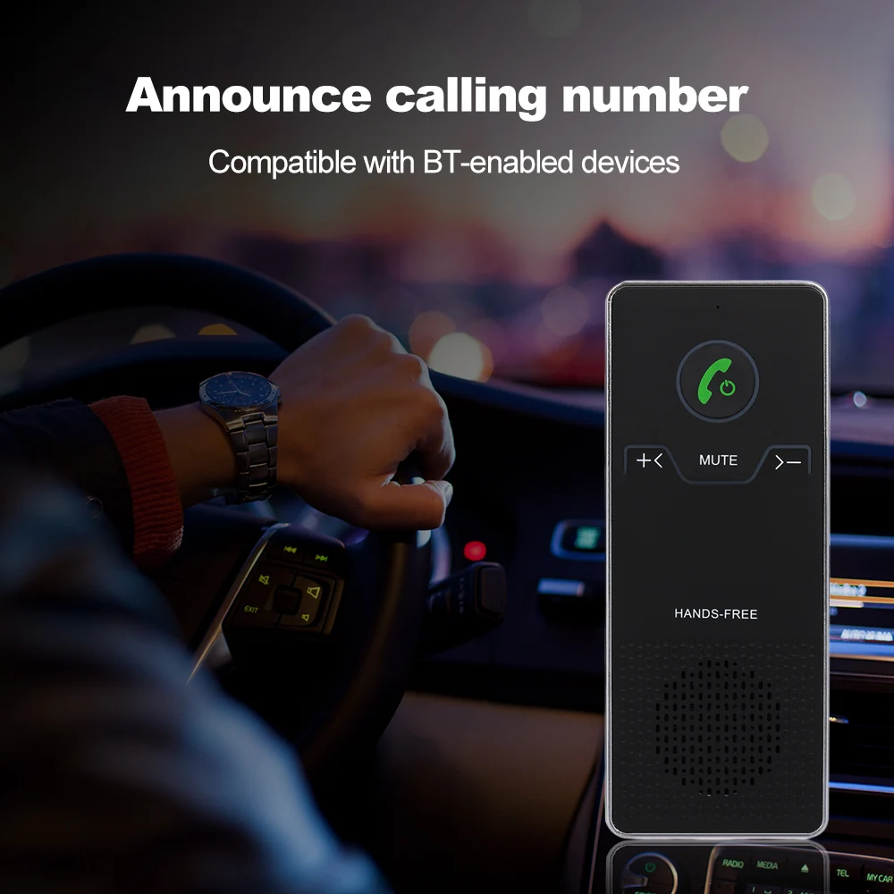 Wireless Bluetooth Handsfree Car Kit For Mobile Phone MP3 Player A2DP Hands Free Cars Spesker Voice Broadcas 2019
Wireless Bluetooth Handsfree Car Kit For Mobile Phone MP3 Player A2DP Hands Free Cars Spesker Voice Broadcas 2019