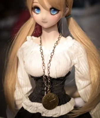 Одежда для кукол BJD белая кружевная тонкая рубашка с открытыми плечами и черными