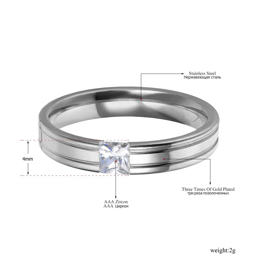 JeeMango классическое кольцо из нержавеющей стали с фианитом и кристаллом для женщин