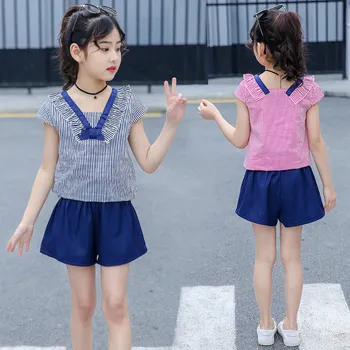 Cool Summer Cute Teen Girl Clothes Set Shorts+V neck Tops for Kids Clothes Set for Girls Striped Clothing Set 2Pcs 4-12 Years 
Cool Summer Cute Teen Girl Clothes Set Shorts+V neck Tops for Kids Clothes Set for Girls Striped Clothing Set 2Pcs 4-12 Years