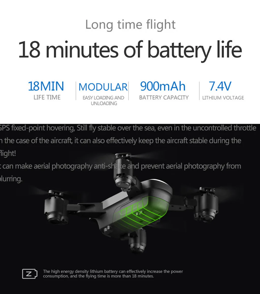 Original Modular Battery 7.4V 900mAh 2pcs For SMRC S20 GPS 2.4G 5G Version Drone